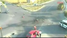 Man on a Motorcycle Gets Obliterated by a Truck