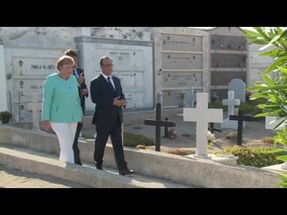 Ventotene - Renzi, Merkel e Hollande visitano la tomba di Altiero Spinelli (22.08.16)