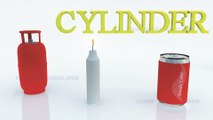Learn shapes for kids - Cylinder and Objects in Cylindrical shape - shapes for children