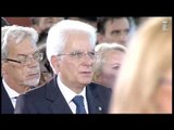 Ascoli - Mattarella alle esequie solenni delle vittime del terremoto (27.08.16)