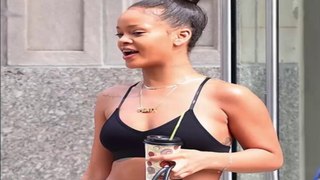 Racy Rihanna during her performance shows off make up after a hostile experience
