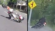 Motorcycle Rider's Revealing Accident & Protective Gear Saves Biker In Horrific Crash