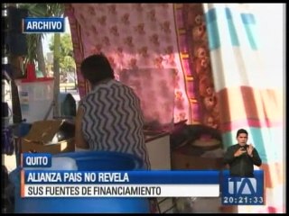Alianza PAIS no revela sus fuentes de financiamiento