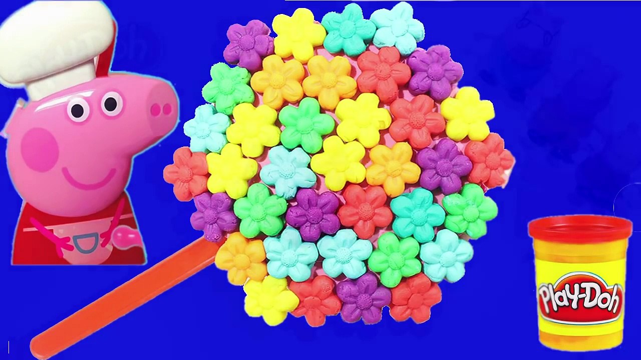 Play doh FLOWER TOYS! - MaKE LOLLIPOP cake for Peppa pig kids videos