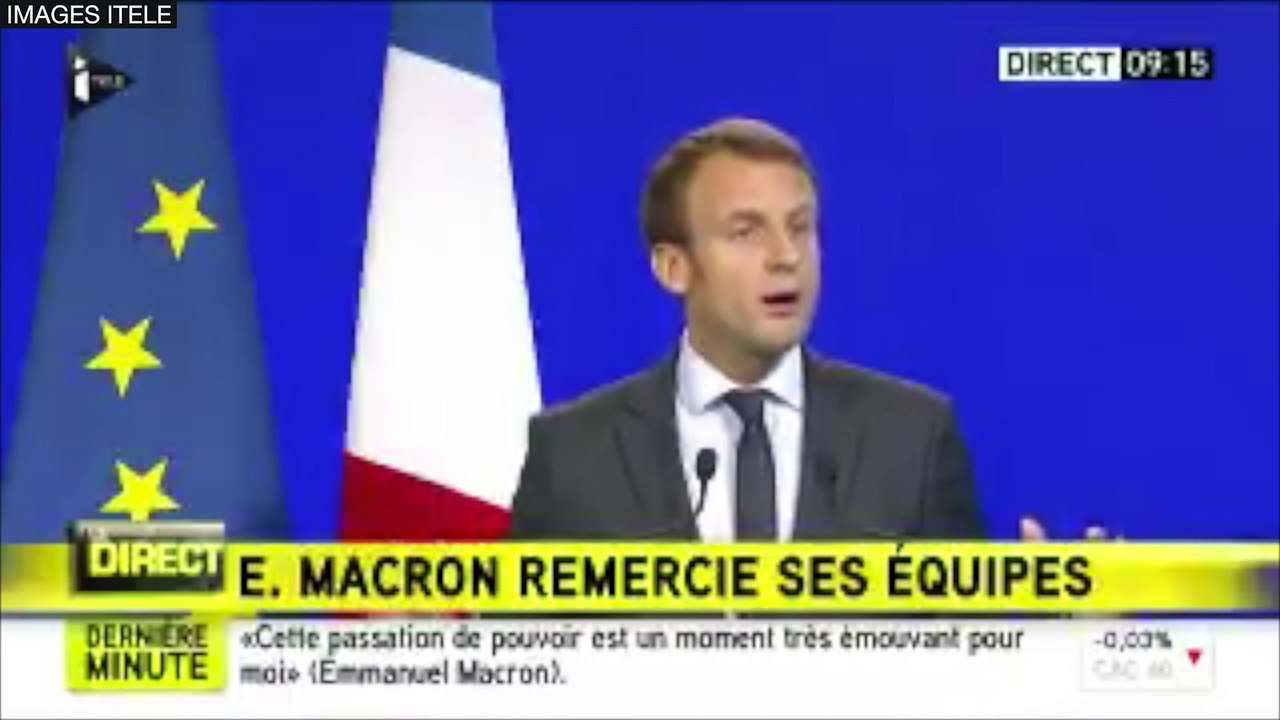 Le discours de la passation des pouvoirs entre Emmanuel Macron et Michel Sapin