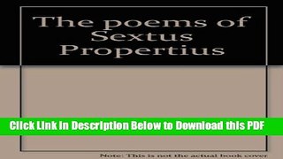 [Read] The poems of Sextus Propertius Ebook Free