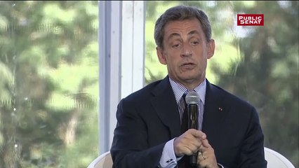 Nicolas Sarkozy devant l'université d'été du Medef