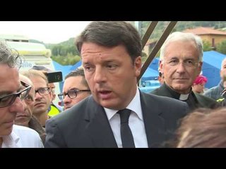 San Pellegrino di Norcia - Renzi alla tendopoli allestita dopo il sisma (30.08.16)
