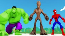 Finger Family Nursery Rhymes Song w- Spiderman Hulk & Groot Superheroes Fun - Compilation