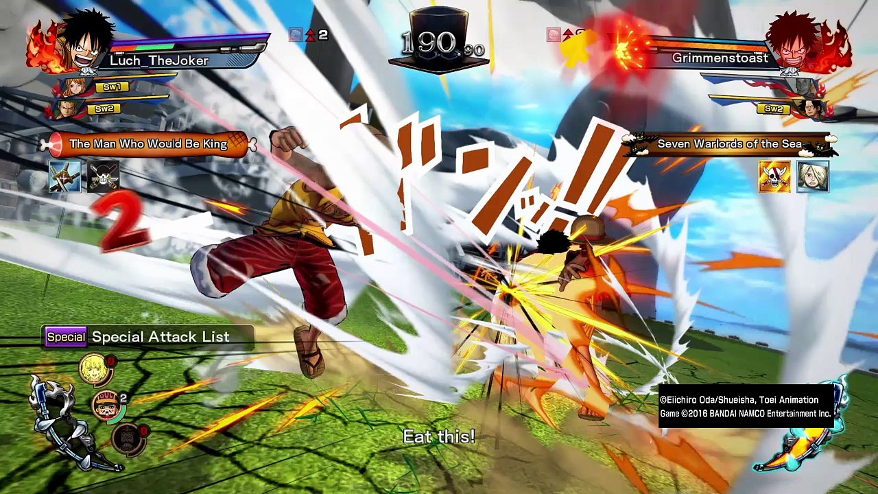 ONE PIECE BURNING BLOOD Luffy (2YA),Nami,Zoro VS Marco, Luffy,Ace