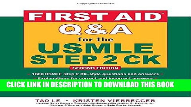 [PDF] First Aid Q A for the USMLE Step 2 CK, Second Edition (First Aid USMLE) Full Colection