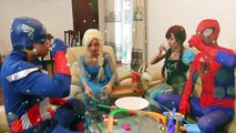 #Spiderman, Captain and Thor Unite vs T-REX, DINOSAUR FIGHT! Funny Superheroes in Real Life Prank-NYEX5sH5pe4