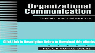[Reads] Organizational Communication: Theory and Behavior Online Ebook