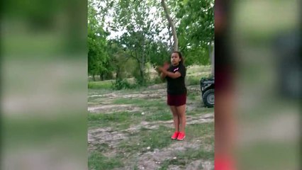 Girl Tries To Jump On Tire Swing