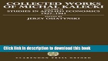 Read Collected Works of Michal Kalecki: Volume VI: Studies in Applied Economics 1927-1941  Ebook