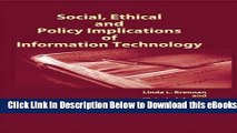 [Reads] Social, Ethical and Policy Implications of Information Technology Free Ebook