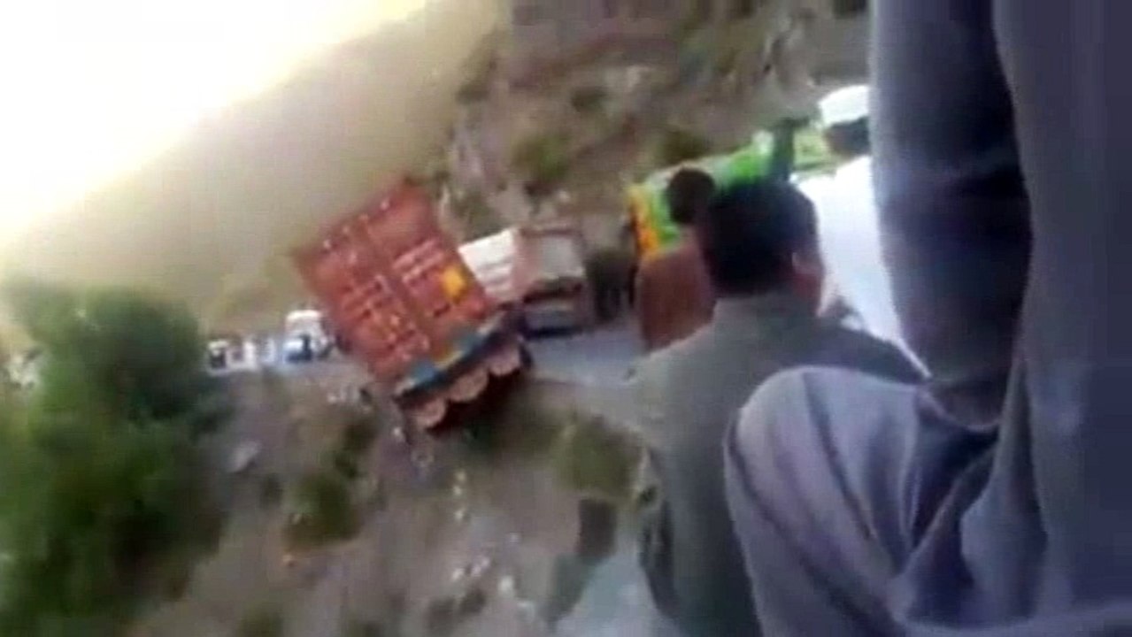Brave Driver At Northern Areas Keeps A Giant Truck From Falling Off The Mountain's Edge