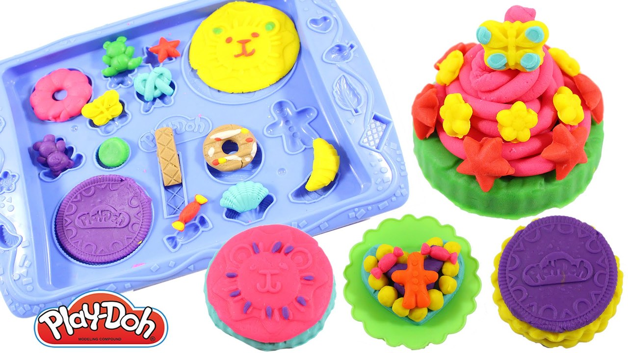 Play Doh Stop Motion - Playset sweet shoppe cookie creations vs peppa pig español toys - Creative video for kids