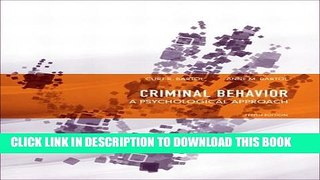 [PDF] Criminal Behavior: A Psychological Approach (10th Edition) Full Colection