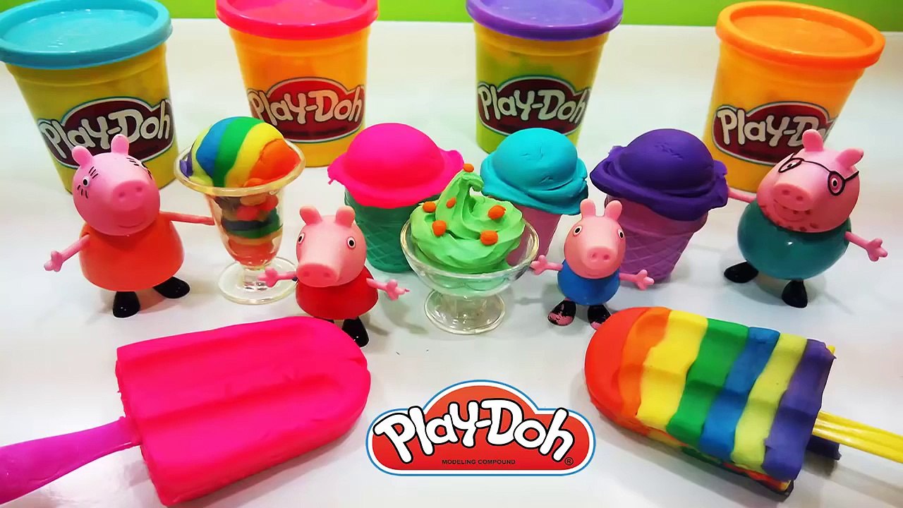 Play Doh Rainbow Ice Cream Peppa Pig español Toy - Funny videos for kids