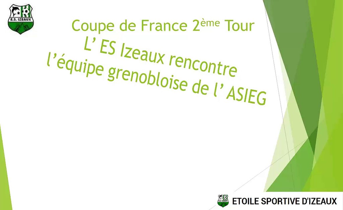 Coupe de France 2ème Tour Dimanche 4 Septembre 2016 à 14h30 Stade GENON IZEAUX