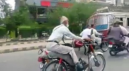 Old Grandpa bike driving stunt