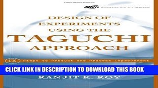 [PDF] Design of Experiments Using The Taguchi Approach: 16 Steps to Product and Process