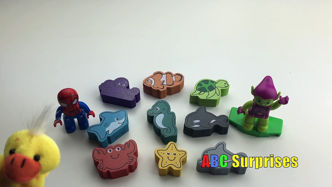 Abc Surprises Spiderman Vs Green Goblin Sea Animals Game Surprise Egg Toy
