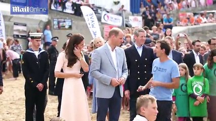 The Duke and Duchess of Cambridge visit Newquay beach