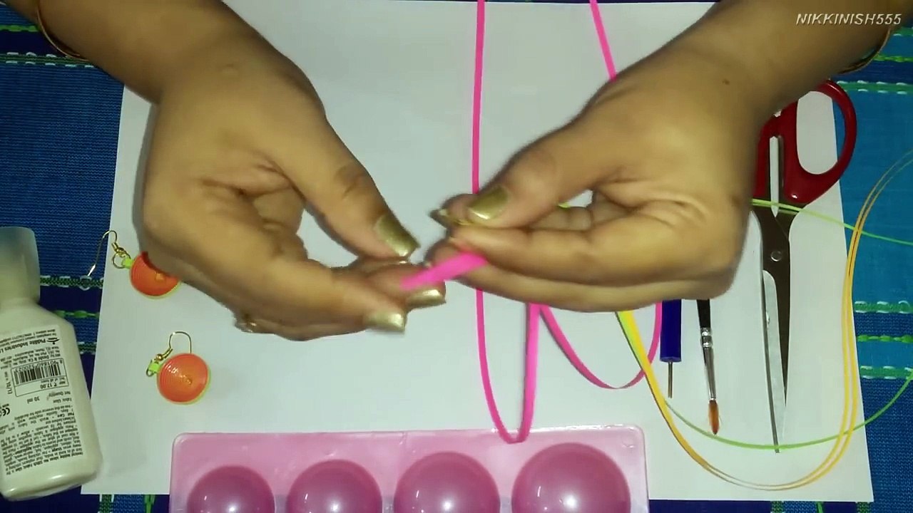 59. Neon Color 3D Quilling Earrings Tutorial