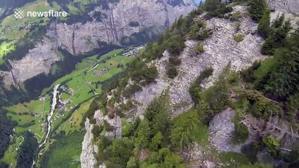 Wingsuit flyer performs death defying 'proximity flight'