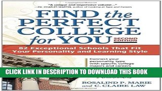 Collection Book Find the Perfect College for You: 82 Exceptional Schools that Fit Your Personality