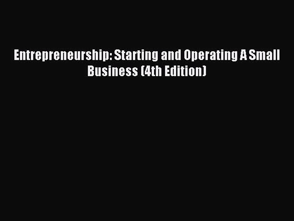 [PDF] Entrepreneurship: Starting and Operating A Small Business (4th Edition) Full Online