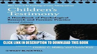 New Book Children s Testimony: A Handbook of Psychological Research and Forensic Practice