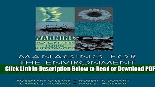 [PDF] Managing for the Environment: Understanding the Legal, Organizational, and Policy Challenges