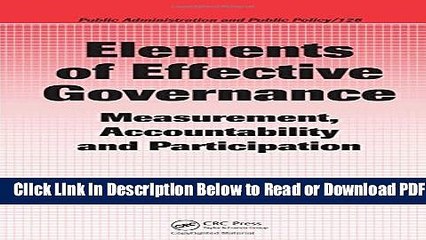 [Get] Elements of Effective Governance: Measurement, Accountability and Participation (Public