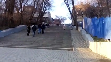 Car takes the stairs