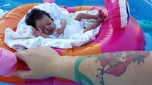 Preemie Baby Goes Swimming, Bad Mom! Reborn Baby Doll In Pool! Realistic Lifelike Baby Doll! Fake