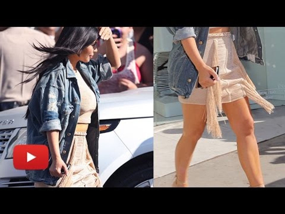 Kim Kardashian Flashes Bare Bump In Crop Top & Heels