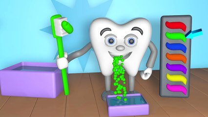 Learn Colors Teeth Brush 3D | Teach Colours Baby Children Kids Video by Animated Surprise Eggs TV