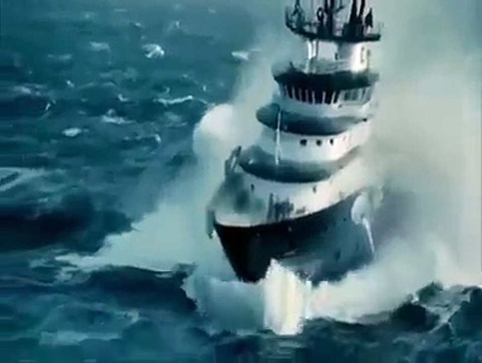 Ship Struggles on Rough Water