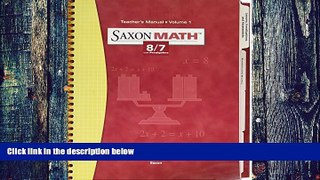 Big Deals  8/7 with PreAlgebra Teachers Manual Volume 1 (Saxon Math)  Best Seller Books Most Wanted