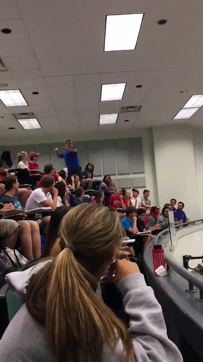 Professor said the entire class can get a 100 if he hits the shot. He then proceeds to hit the shot.