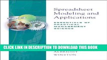 [PDF] Spreadsheet Modeling and Applications: Essentials of Practical Management Science (with