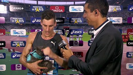 l'itw de PAB avec son chat après le 800m de la DL de Paris (27 août 2016)