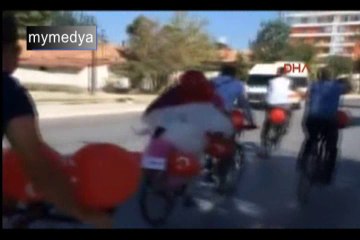 Konya'da gelin bisiklete bindi "ya nasip" dedi