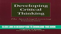 [Read PDF] Developing Critical Thinking: The Speaking/Listening Connection Download Online