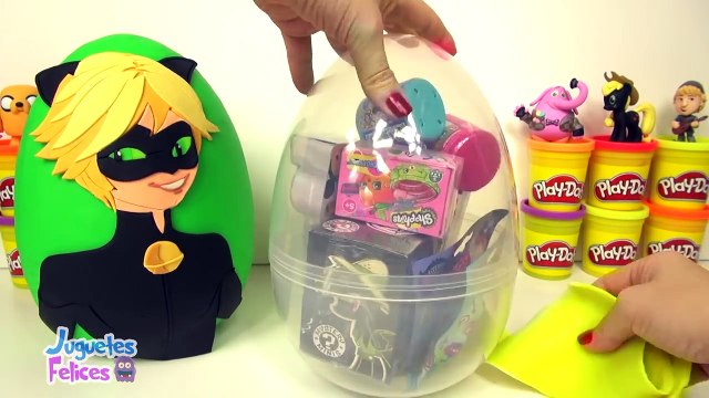 Huevos Sorpresas Gigantes de Ladybug y Cat Noir en Español de Plastilina Play Doh