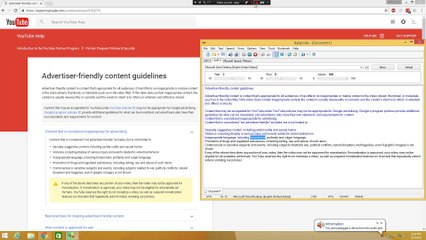 Microsoft David reads YouTube's advertiser-friendly content guidelines