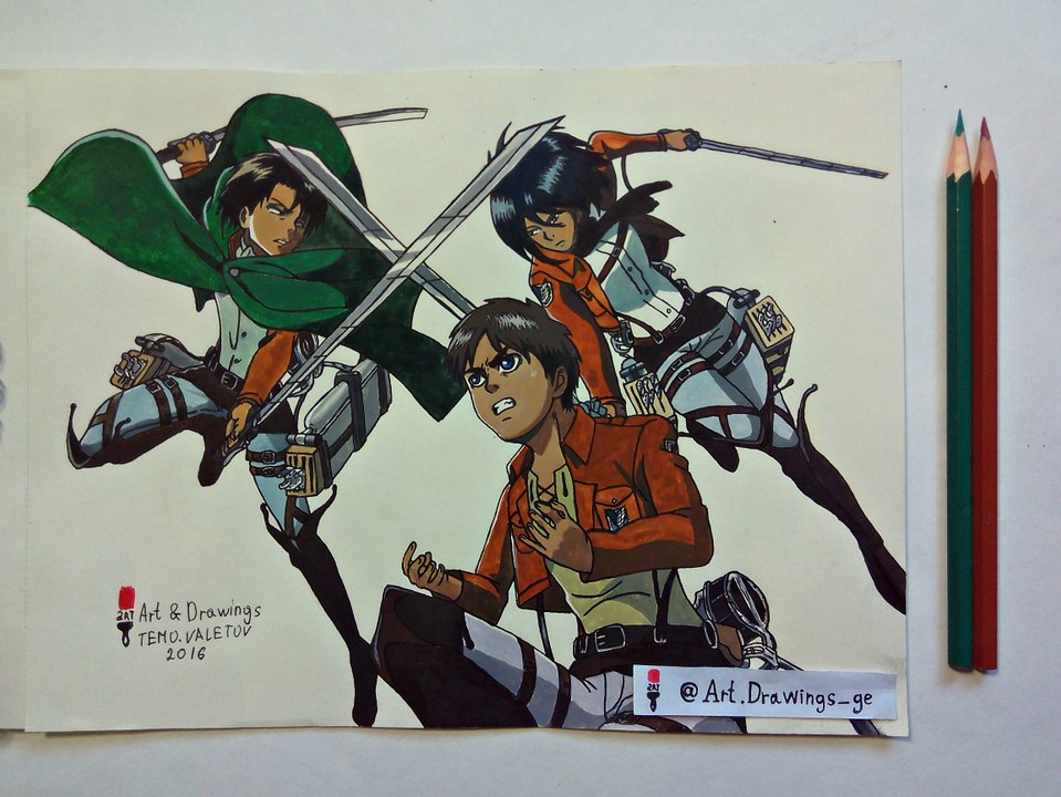 Speed Drawing Anime  Attack on Titan / Рисую Аниме Вторжение гигантов / アニメ 進撃の巨人ドローイング / (Art & Drawings)